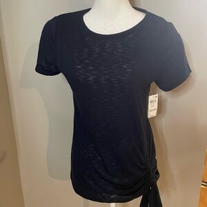 I.N.C. International Concepts Women's Small Side-Ruched T-Shirt Navy Blue NWT